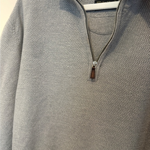 Allen Edmonds Merino Wool 1/4 Zip Sweater Gray XL 2XL Made in Italy Waffle Knit - Picture 13 of 13